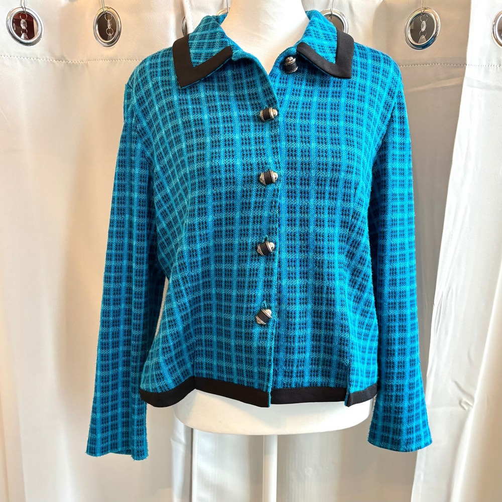 Vtg Pablo Collection Jacket‎ Blazer Plaid Button Preppy Y2K USA Old Money 20007